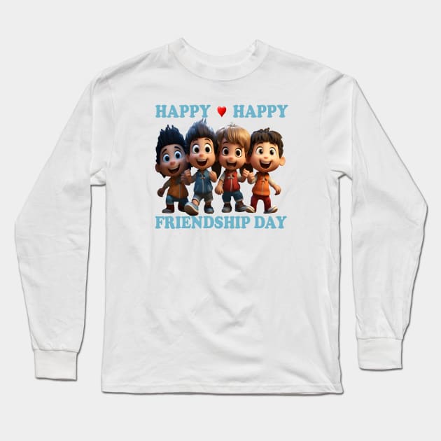 Happy Friendship Day Long Sleeve T-Shirt by TooplesArt